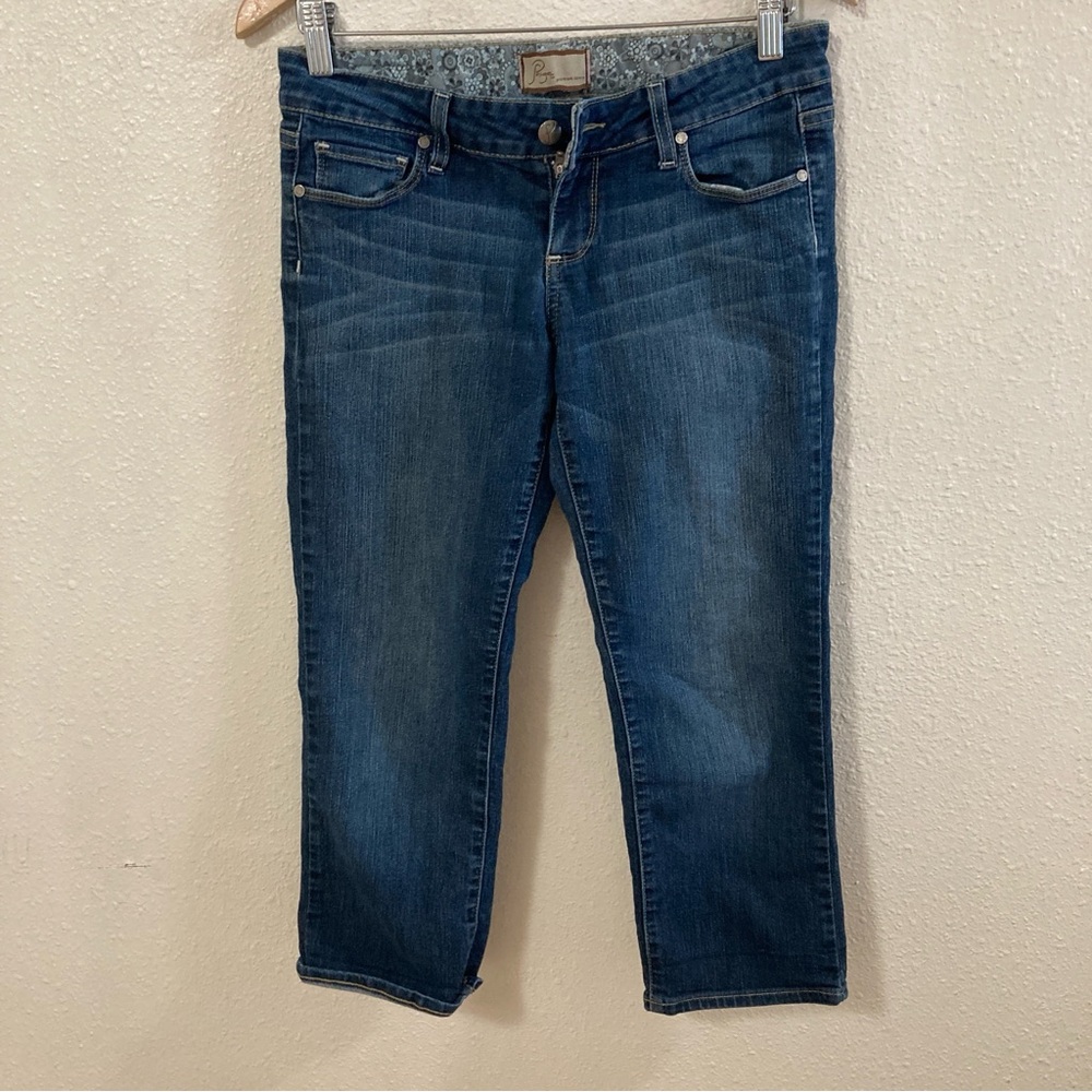 PAIGE Premiun Demin Canyon Crop Jeans Blue Ankle Stretch Size 26 Low  Rise